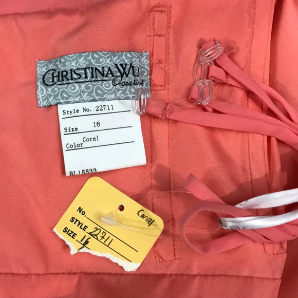 Christina Wu Occasions Coral Chiffon Dress - Picture 7 of 7